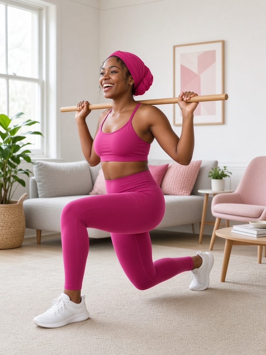 Home workout in the living room